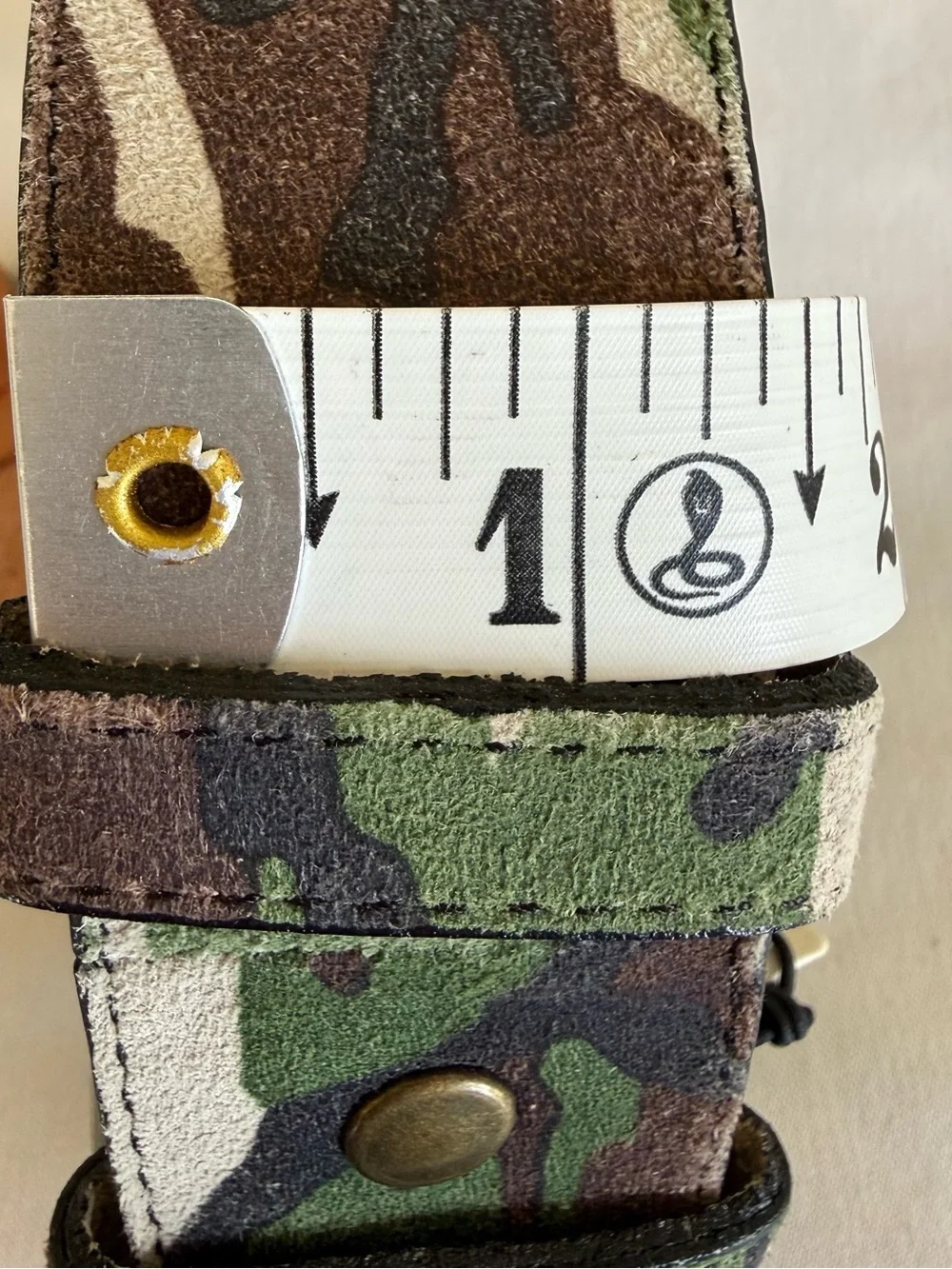 Will Leather Goods Camouflage Green Brown & Tan Leather Men’s Belt Size 36 - Picture 5 of 13
